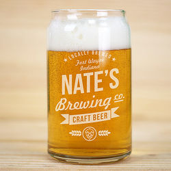Personalized Craft Brewing Co. Beer Can Glass