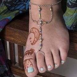 Barefoot Sandal Anklet with Toe Ring