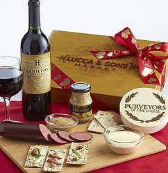 Valentine Sausage & Cheese and Merlot Wine Gift Box