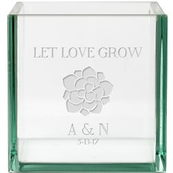 Let Love Grow Personalized Square 5" Glass Vase