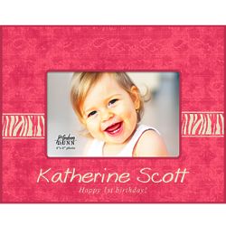 Personalized Happy Birthday Girl Wood Picture Frame in Pink