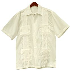 Squish Cuban Style Guayabera Shirt in Cream