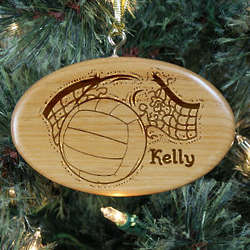 Engraved Volleyball Wooden Oval Ornament