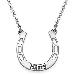 Personalized Silver Horseshoe Necklace