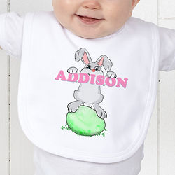 Personalized Easter Bunny Love Baby Bib