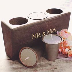 Personalized Wooden Holder with Candles