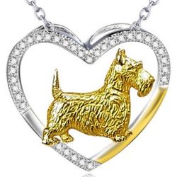 Scottish Terrier Sterling Silver Heart Necklace
