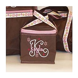 Chocolate Brown & Pink Personalized Lunch Box