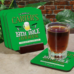 19th Hole Golf Personalized Coaster Set