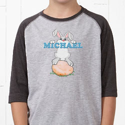 Personalized Easter Bunny Love Youth Baseball T-Shirt