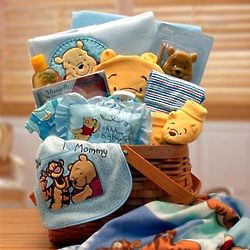 Boy's Winnie The Pooh Baby Wagon Gift Basket