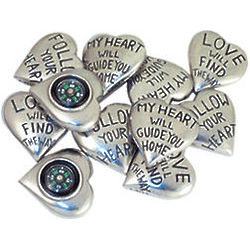 Pewter Pocket Heart Compass