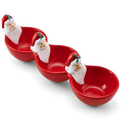 3 Section Santa Winterberry Dipping Bowl