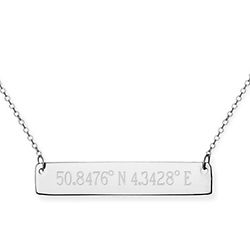 Follow Your Dreams Custom Coordinate Silver Name Bar Necklace