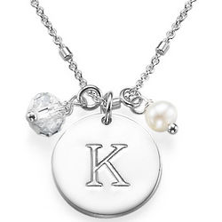 Personalized Initial Disc Necklace with Charms