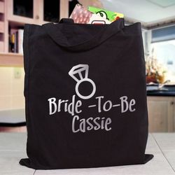 Bride-to-Be Personalized Black Tote Bag