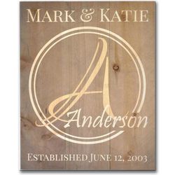Personalized Custom Pallet Sign with Circle Monogram