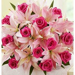 Mother's Day Magnificent Pink Rose and Lily Bouquet