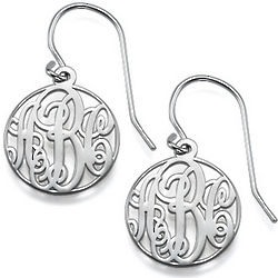 Monogrammed Circle Earrings in Sterling Silver