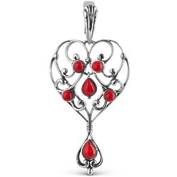 Sterling Silver and Red Coral Heart Pendant Enhancer