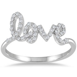 14K White Gold Diamond Love Ring