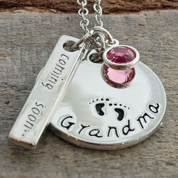 Grandma's Personalized Coming Soon Birthstone Necklace