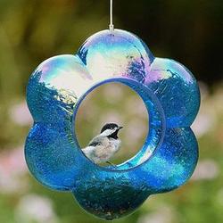 Iridescent Glass Flower Bird Feeder