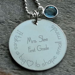 Teacher's Big Heart Shape Small Minds Personalized Necklace
