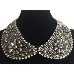 Beaded Peter Pan Collar Necklace with Flower Accents