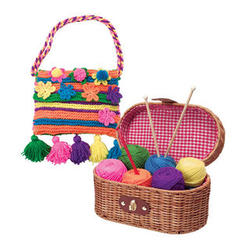 Beginners Yarn Craft Kit with Wicker Basket