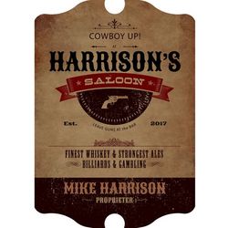Cowboy Up Saloon Personalized Wooden Sign