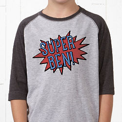 Personalized Super Hero Youth Baseball Shirt