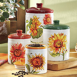 4 Piece Rustic Sunflower Canister Set
