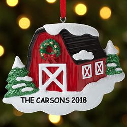 Personalized Winter Barn Ornament