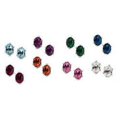 8 Pair Color Crystal Pierced Earrings Set