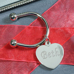 Any Name Silver Heart Keychain