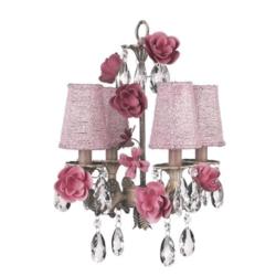 4 Arm Roses Chandelier with Pink Shades