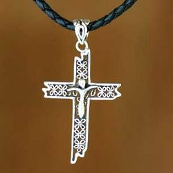 Contemporary Cross Leather Necklace