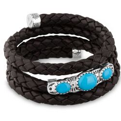American West Sleeping Beauty Turquoise Leather Coil Bracelet