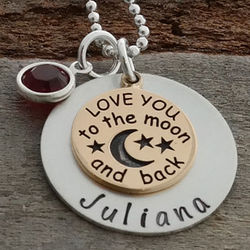 Personalized Two-Tone Love You to the Moon and Back Necklace