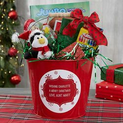 Personalized Christmas Metal Gift Bucket for Kids