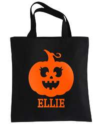 Girl's Personalized Ghostly Ghouls Halloween Reflective Treat Bag