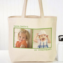 Two Photos Personalized Canvas Tote Bag