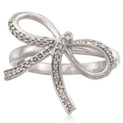 Diamond Bow Ring in Sterling Silver