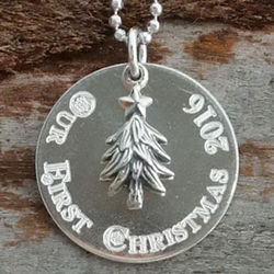 Personalized Our First Christmas Sterling Silver Necklace