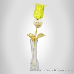Large 24 Karat Gold Tulip with Free I Love You Heart in Vase