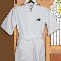 Embroidered Initial Terry Cloth Cotton Robe