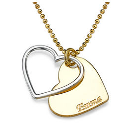 Personalized Two-Tone Couple's Heart Necklace