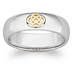 Sterling Silver Two-Tone Celtic Knot Band