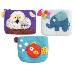 Felted Wool Animal Coin Pouch